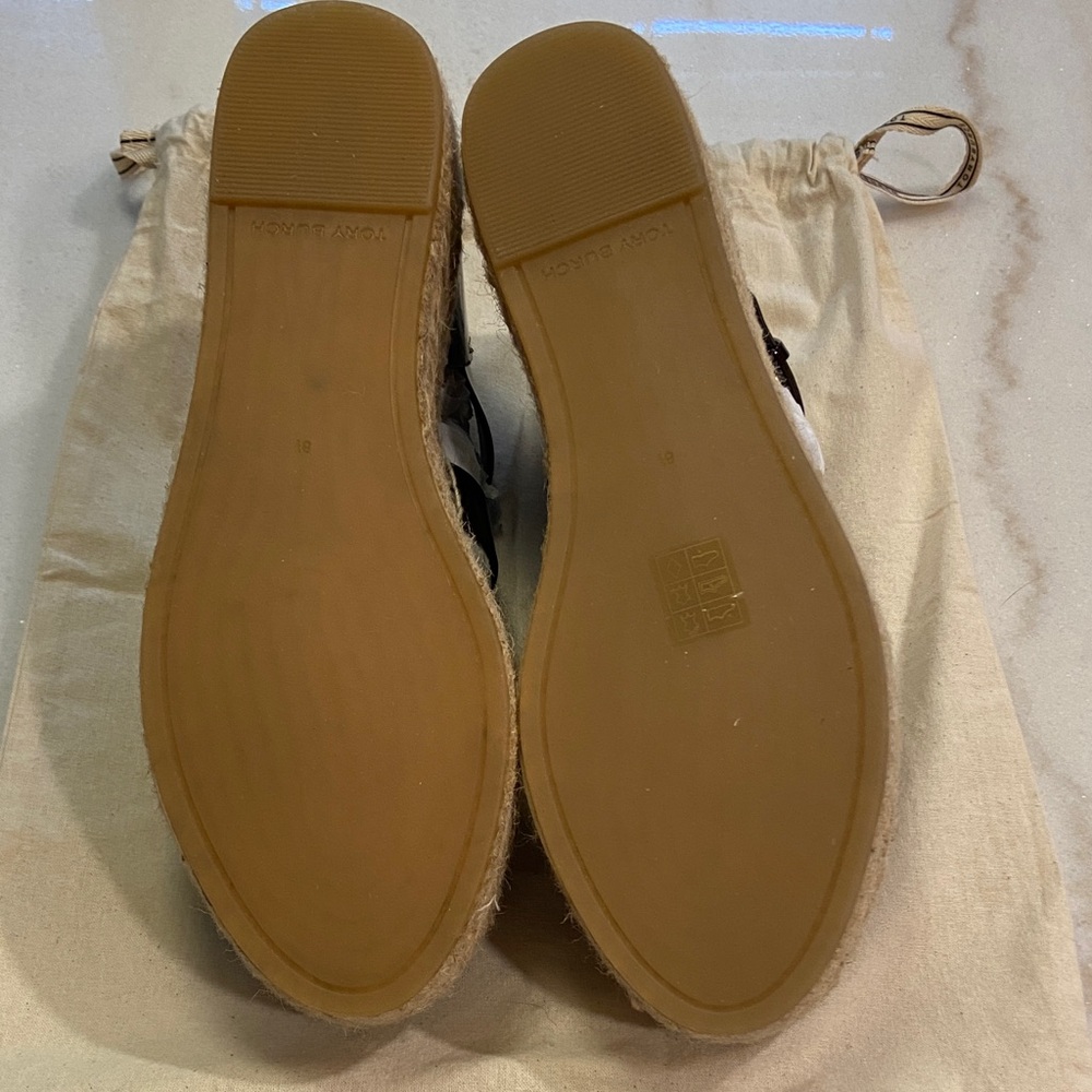 Tory Burch Black Patent Espadrille Sandals - Picture 3 of 10
